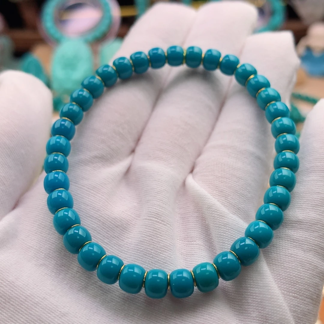 绿松石珠宝奇石18K金镶嵌6.1mm