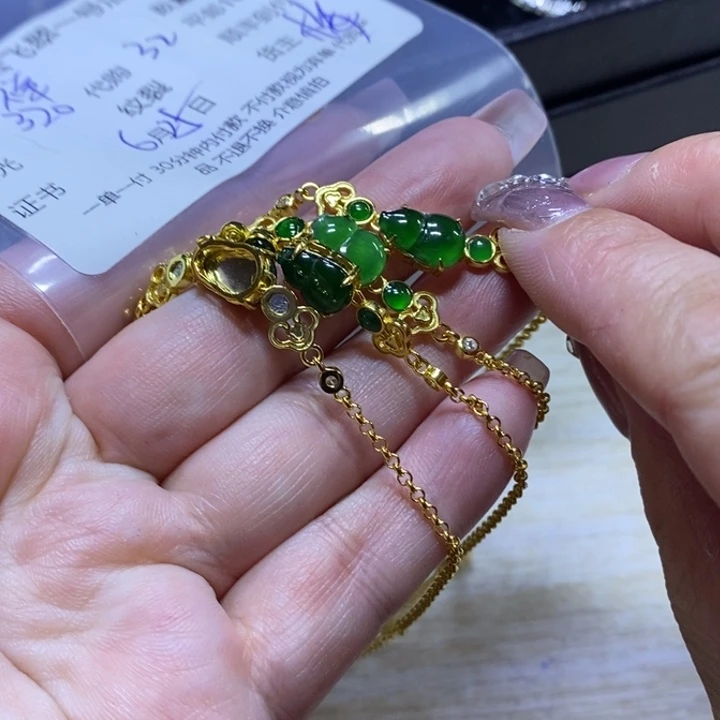 银S925镶嵌手链翡翠祥*阁天然翡翠