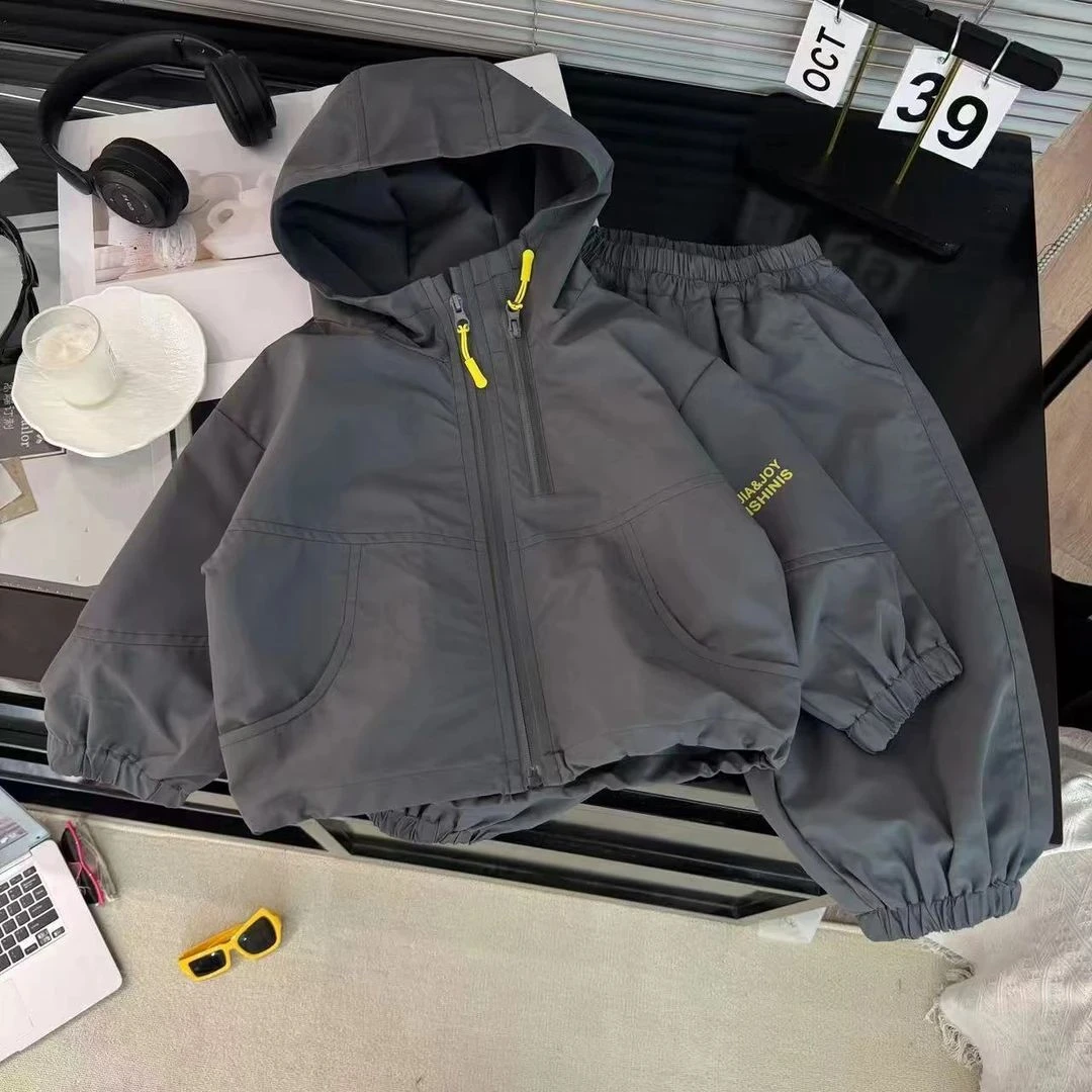 2025秋季男女童通用休闲风拉链套装儿童韩版风衣秋款童装50300