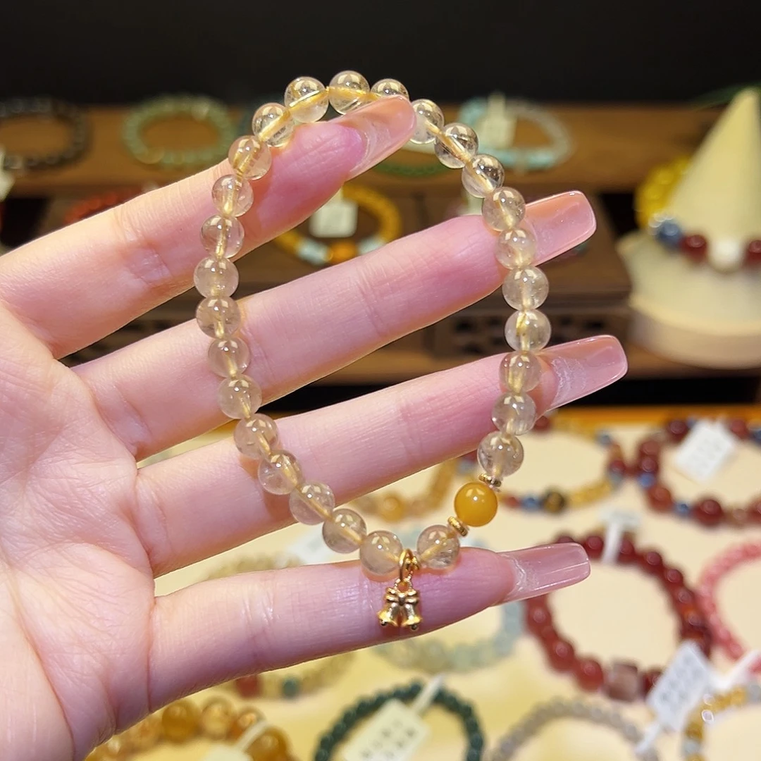 银S925镀金镶嵌水晶手串金发9446