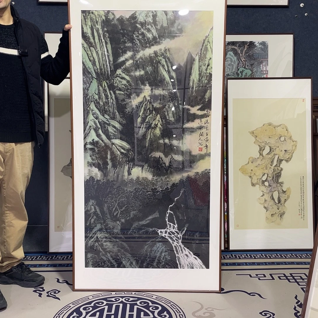 叽***咕国画手绘画作品带框