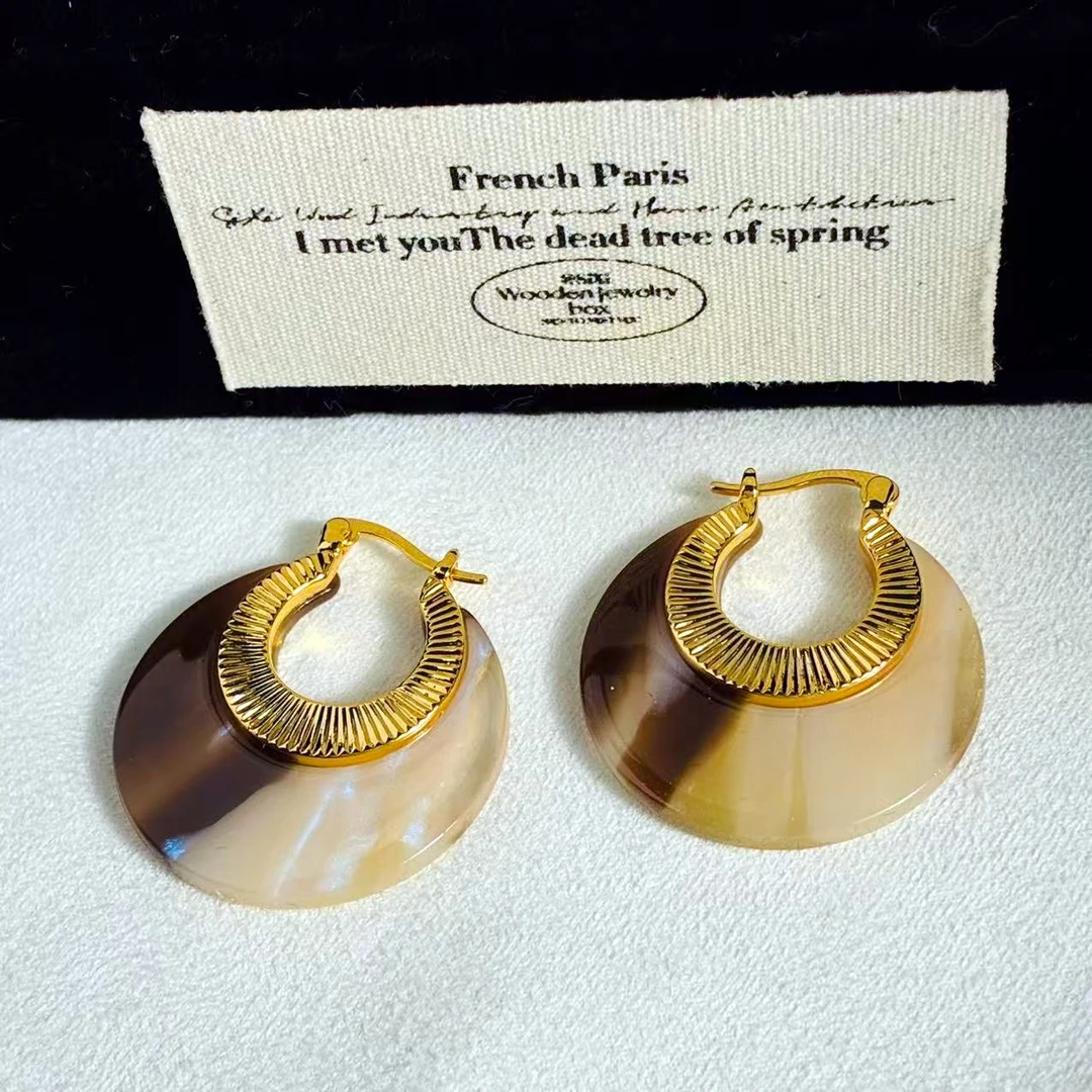 铜合金耳饰 法式复古独特大方耳环女轻奢超美时尚耳扣