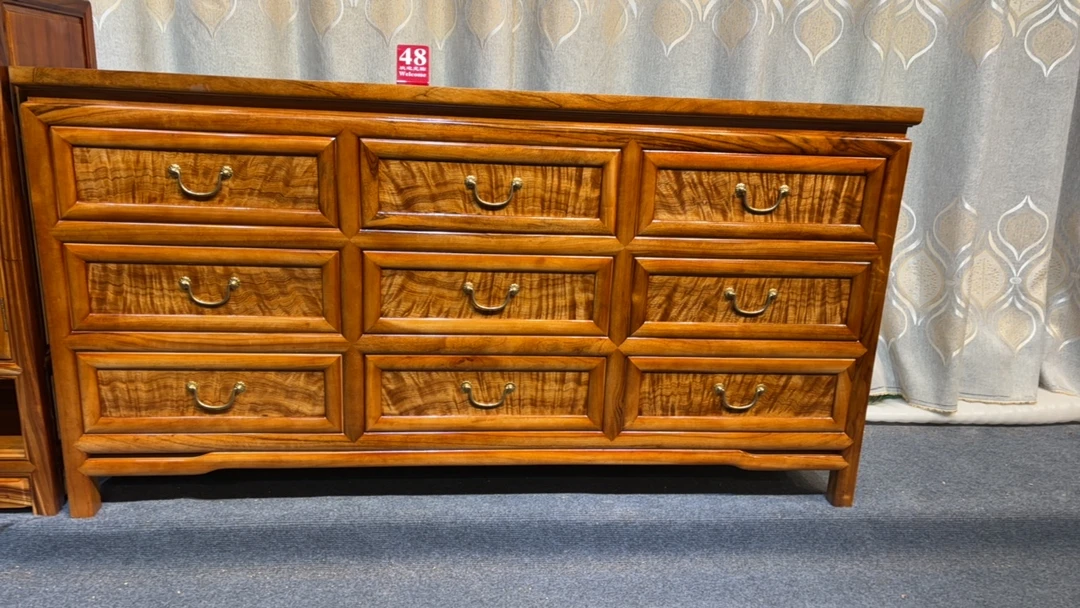 客厅6斗9-12个榫卯结构复古斗柜柜子中式天然花纹储物柜实木美式