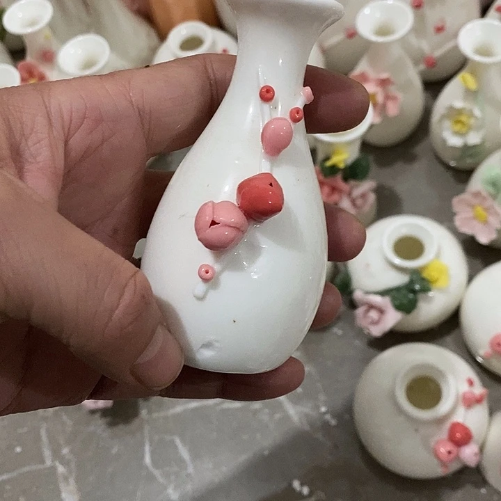 瓷片纯手工陶瓷花摆件瑕