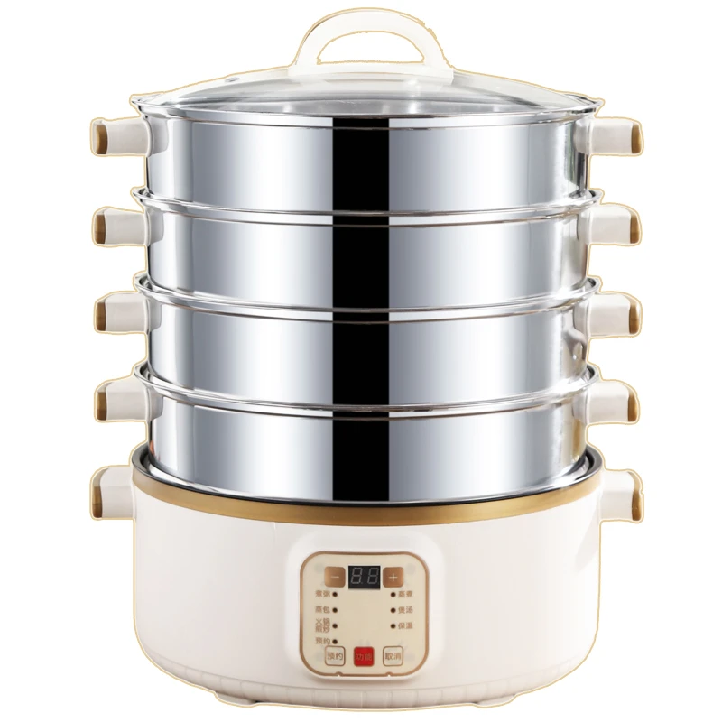 蒸煮两用一体锅不锈电蒸笼电蒸锅三层家用推荐大容量蒸汽5-6人用