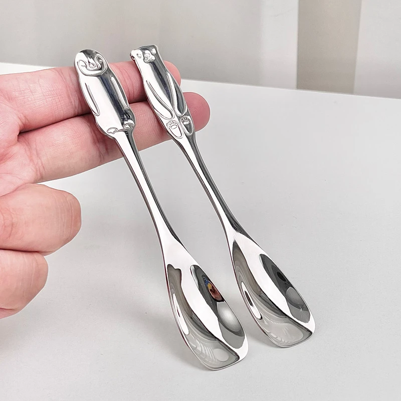 嘉点304不锈钢冰淇淋勺创意可爱甜品勺酸奶勺子儿童卡通雪糕小勺