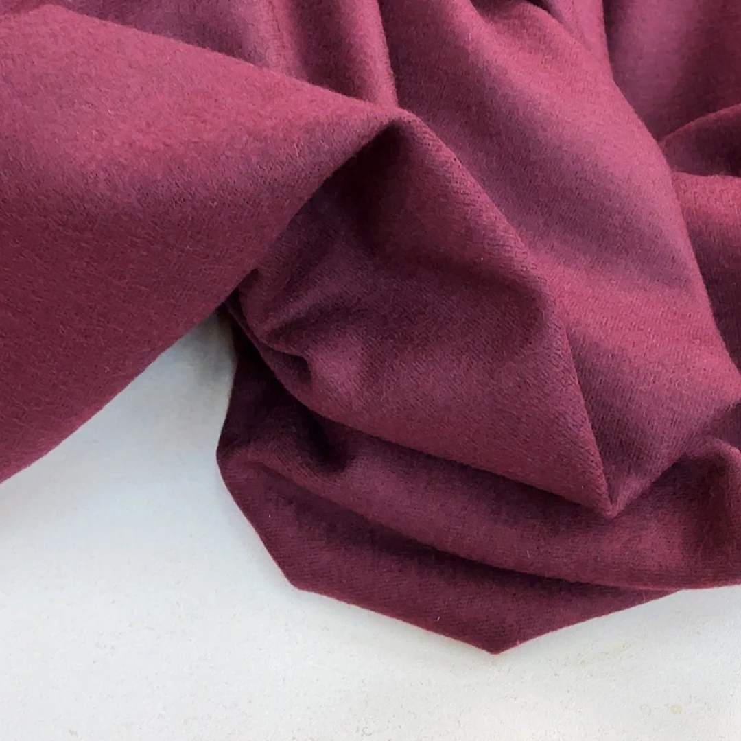 混纺酒红色进口针织羊绒1.5米