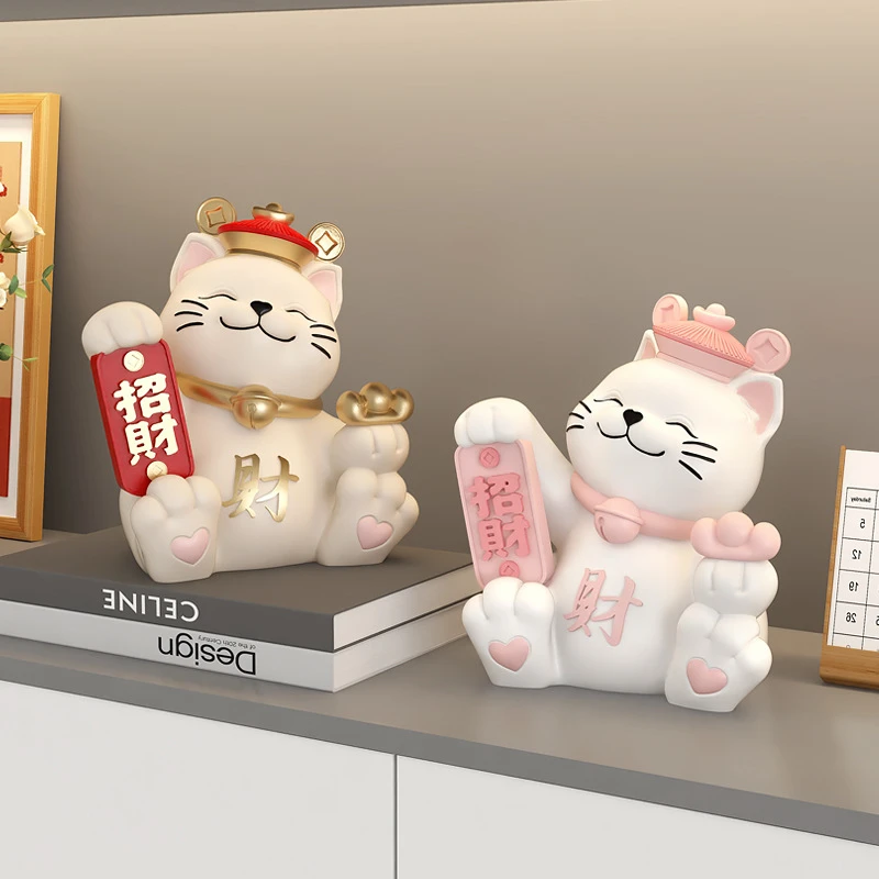 创意发财猫桌面摆件招财猫存罐客厅电视柜收银台店铺装饰品开业