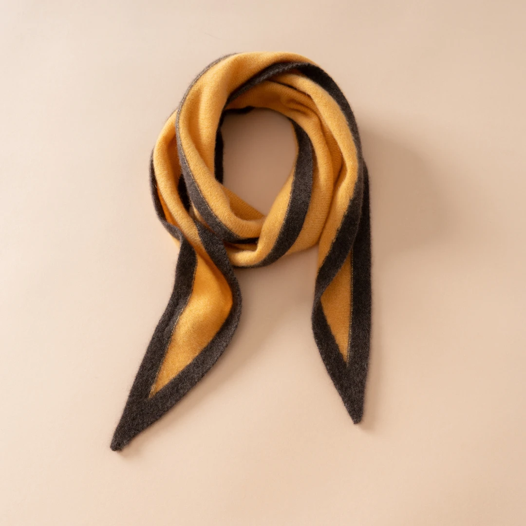 秋冬季新款女拼色保暖山羊绒围巾通用护颈防寒围巾复古围脖百搭