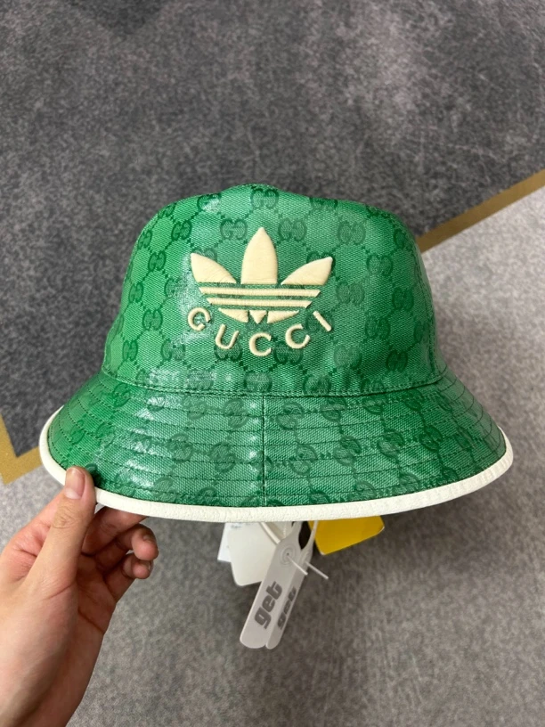 99新 GUCCI/古驰 联名绿色满印渔夫帽