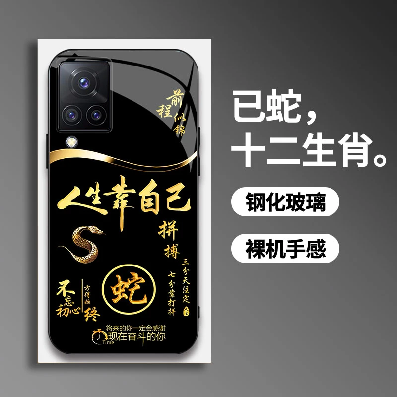 适用【vivoS9】手机壳国潮创意励志生肖液态玻璃保护套