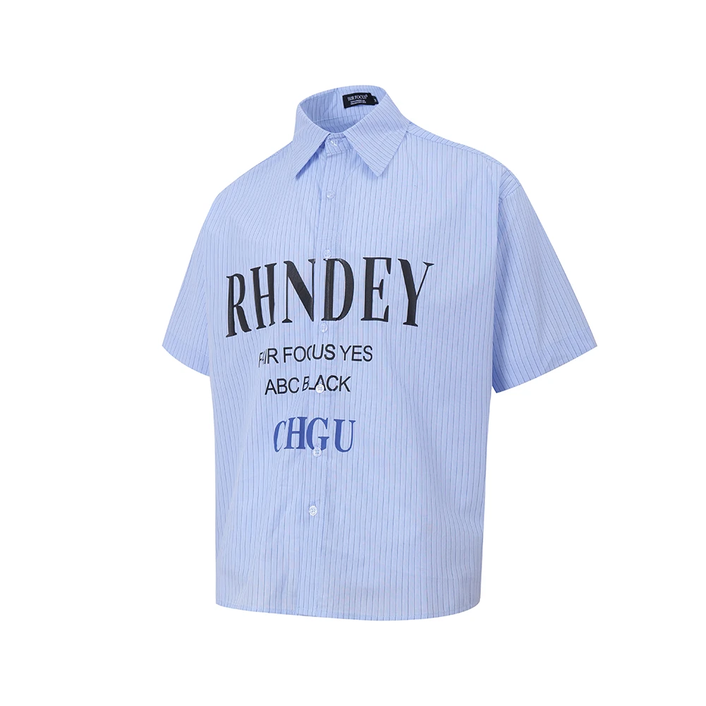 美式潮牌休闲短袖衬衫男女夏季薄款宽松小个子短款外搭衬衣外套