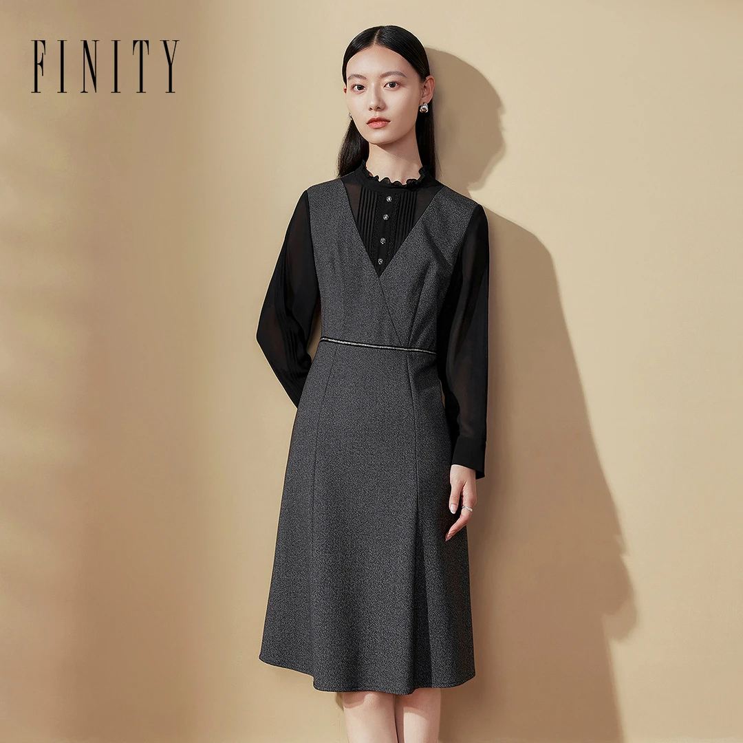 【小水专属】FINITY 连衣裙新款拼接设计马甲西装裙 F20VD2141L