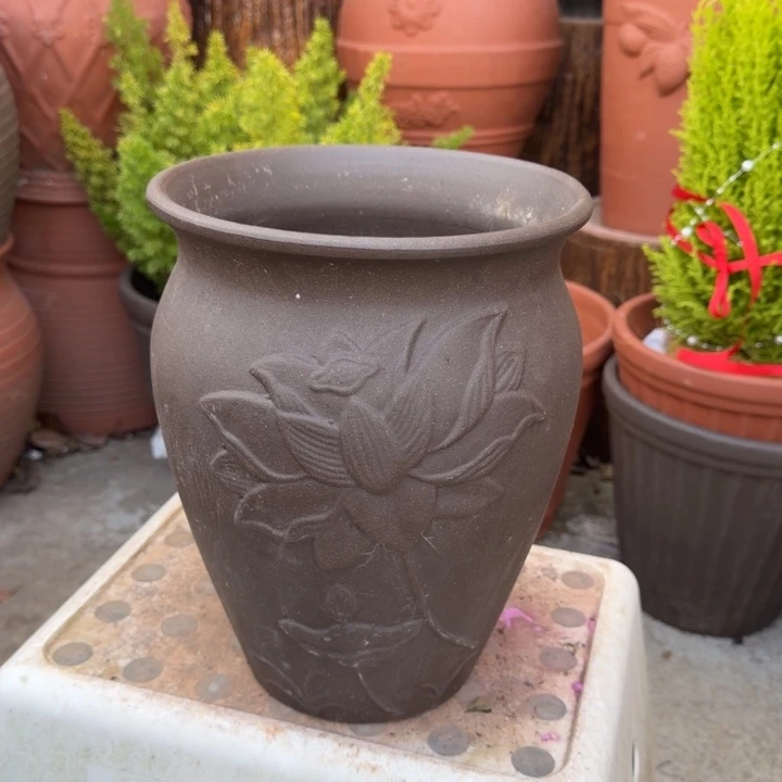 紫砂花盆口21高27宜兴紫砂