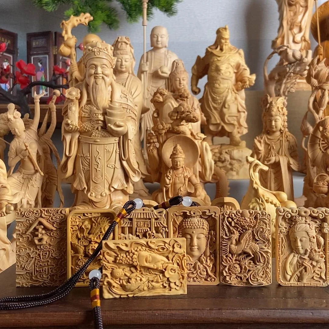 木你****切小叶黄杨木雕7个四六牌