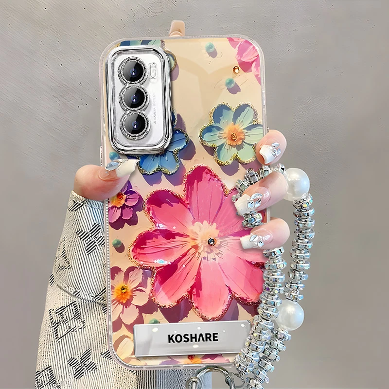 适用于【OPPO】Reno12Pro新款油画花朵网红时尚创意女款手机壳