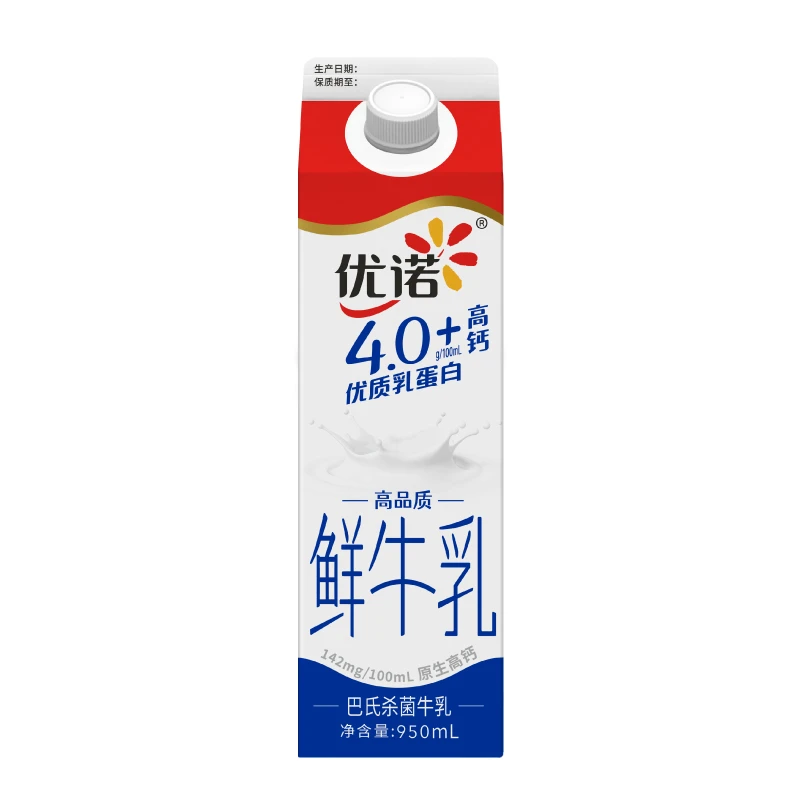 【4.0优质蛋白】优诺4.0优质乳蛋白牛乳 950毫升/盒