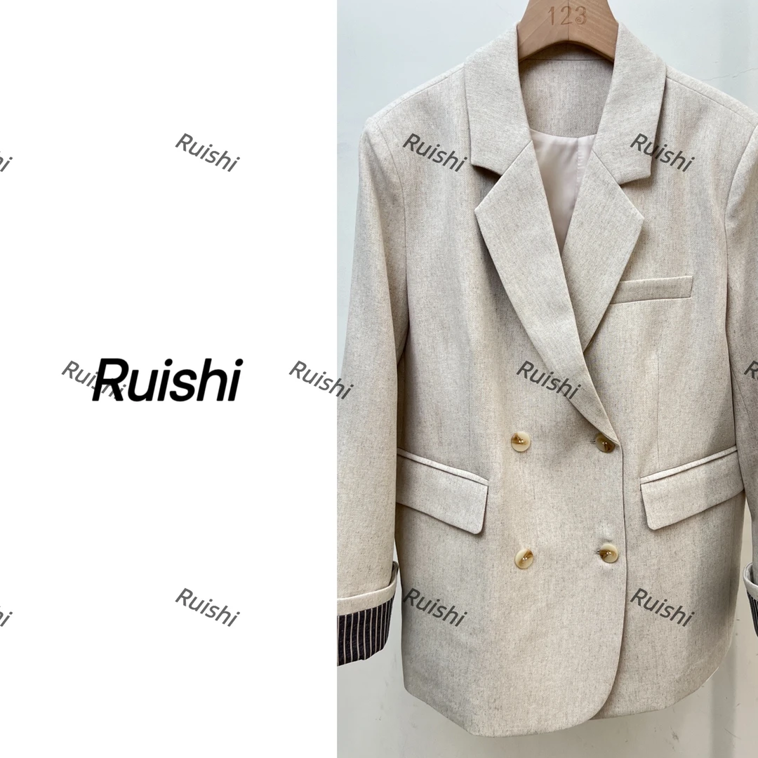 【童掌柜的小铺】2025新款西装简单大气双排扣上衣西服短款气质