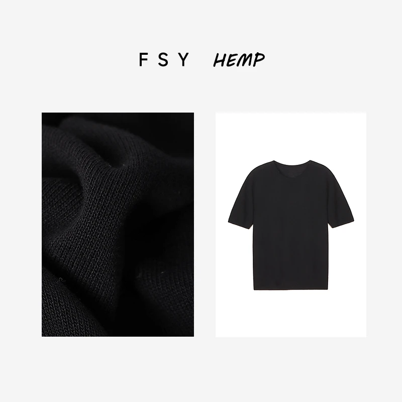 【60支极细纱】汉麻针织衫女士打底衫短袖T恤2025019