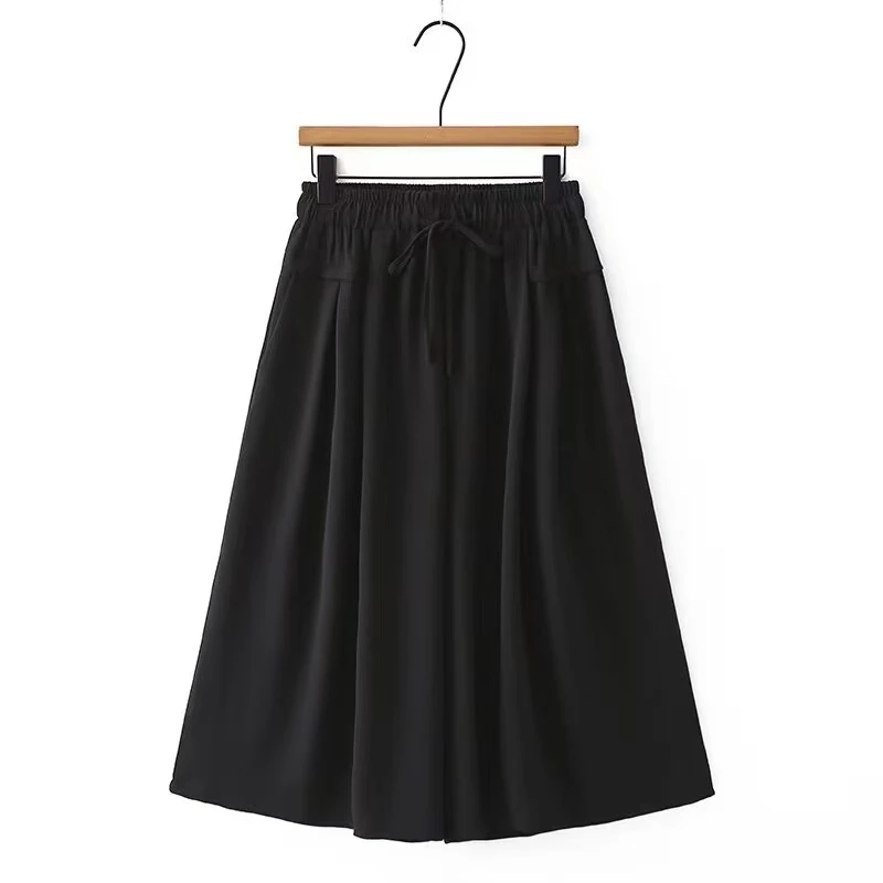 9044 夏季冰丝麻系带7分裤裙