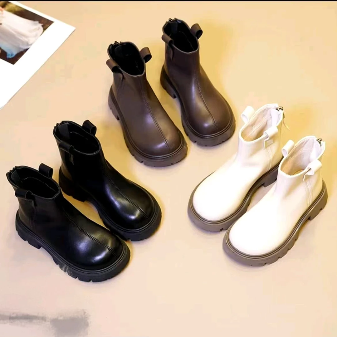 儿童马丁靴2024秋冬新款女童真皮靴男童短靴单靴走秀宝宝加绒靴子