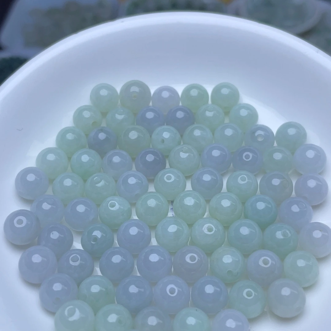 翡翠散珠卡7.6冰绿白10个