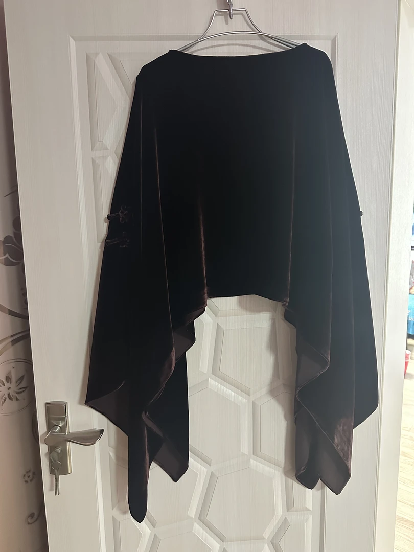 个性设计师款桑蚕丝丝绒宽松休闲斗篷