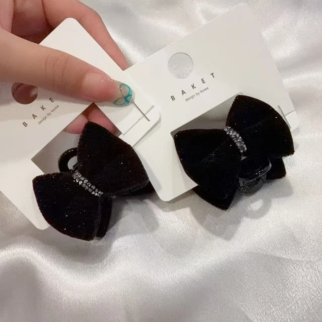 韩国 气质 小众 ins 手工 小碎钻 闪闪丝绒 迷你夹A423