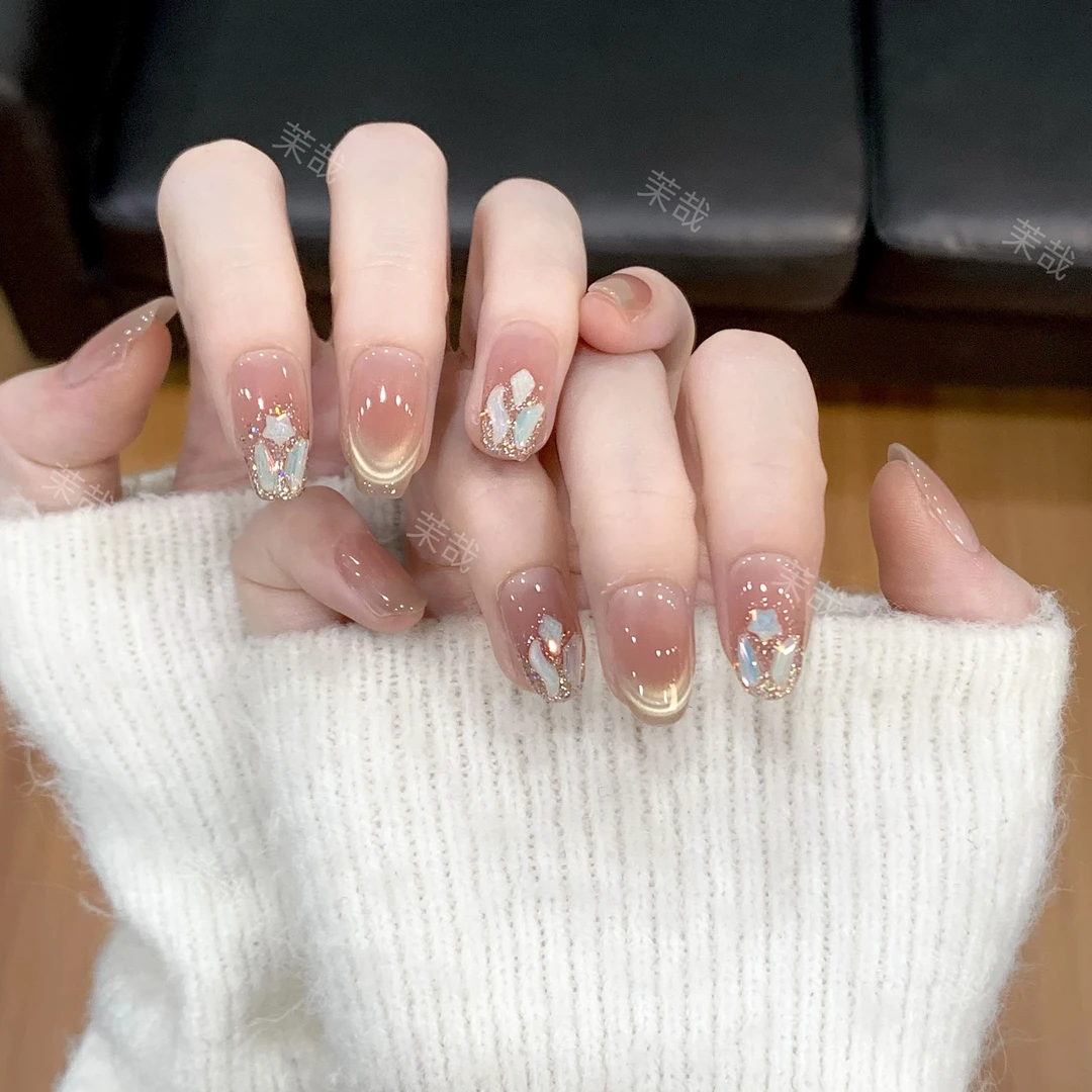 茉哉现货【浮光·金】纯手工定制美甲拆卸穿戴甲A3876