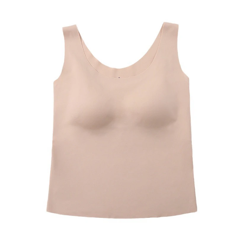 真丝背心桑蚕丝针织无痕有胸垫舒适透气一体无钢圈内衣打底无袖衫