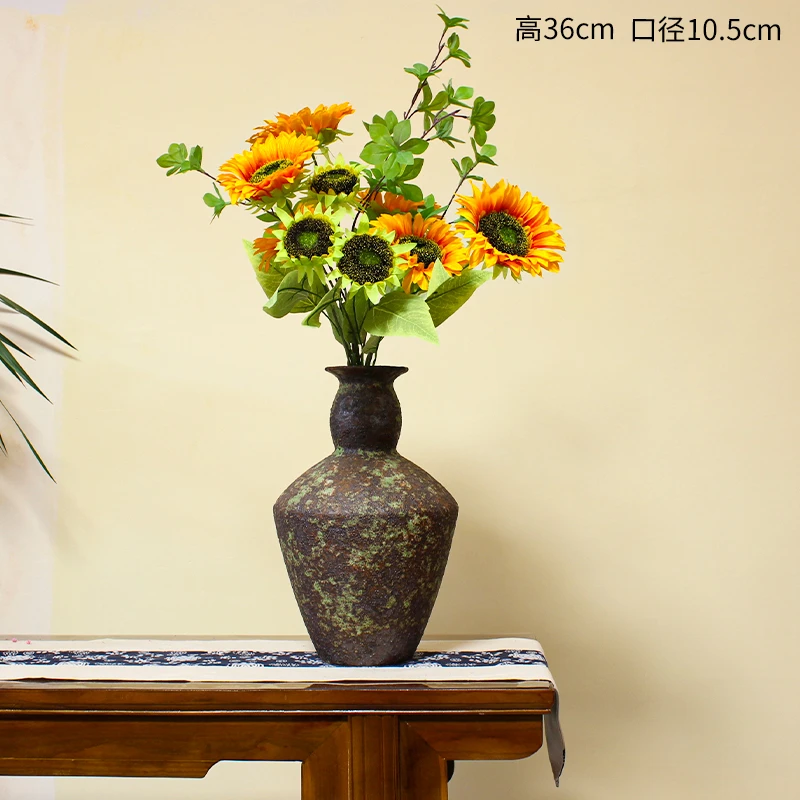 【瑞峰陶瓷】新中式复古陶瓷花瓶仿真干花水培鲜花雪柳家居摆件客厅