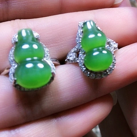 和田玉银S925镶嵌戒指