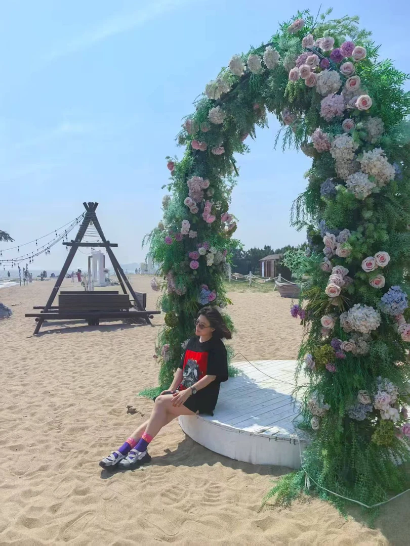 19-29百搭T恤沙滩印花休闲红色夏季直播间链接