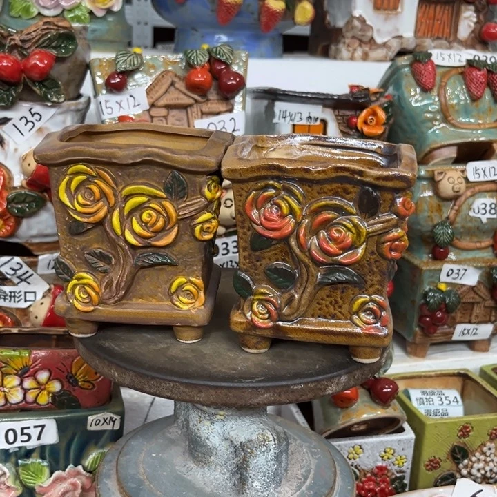 紫砂花盆粗陶材质多肉花盆