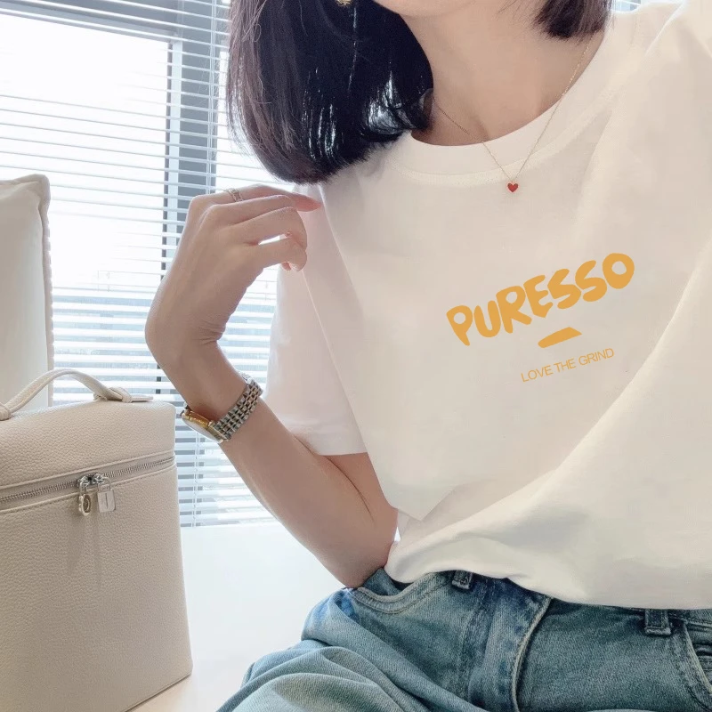 白色纯棉正肩短袖t恤女夏季宽松显瘦夏季圆领韩版上衣休闲百搭ins
