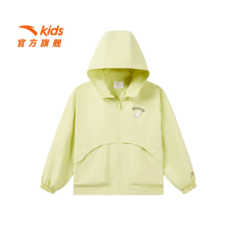 安踏儿童女大童运动上衣2025春季新款舒适青少年宽松连帽薄外套潮