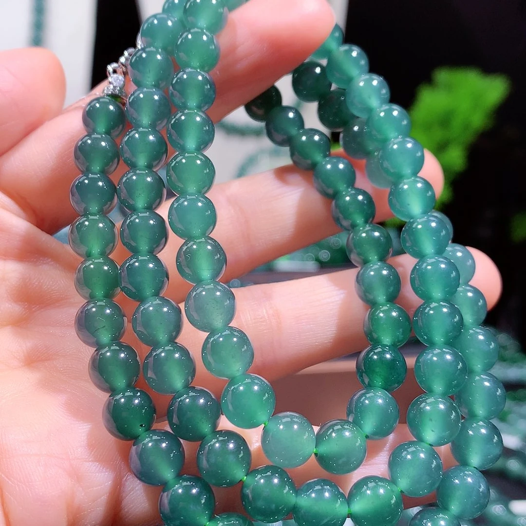 翡翠未镶嵌手链天然a货翡翠项链8mm