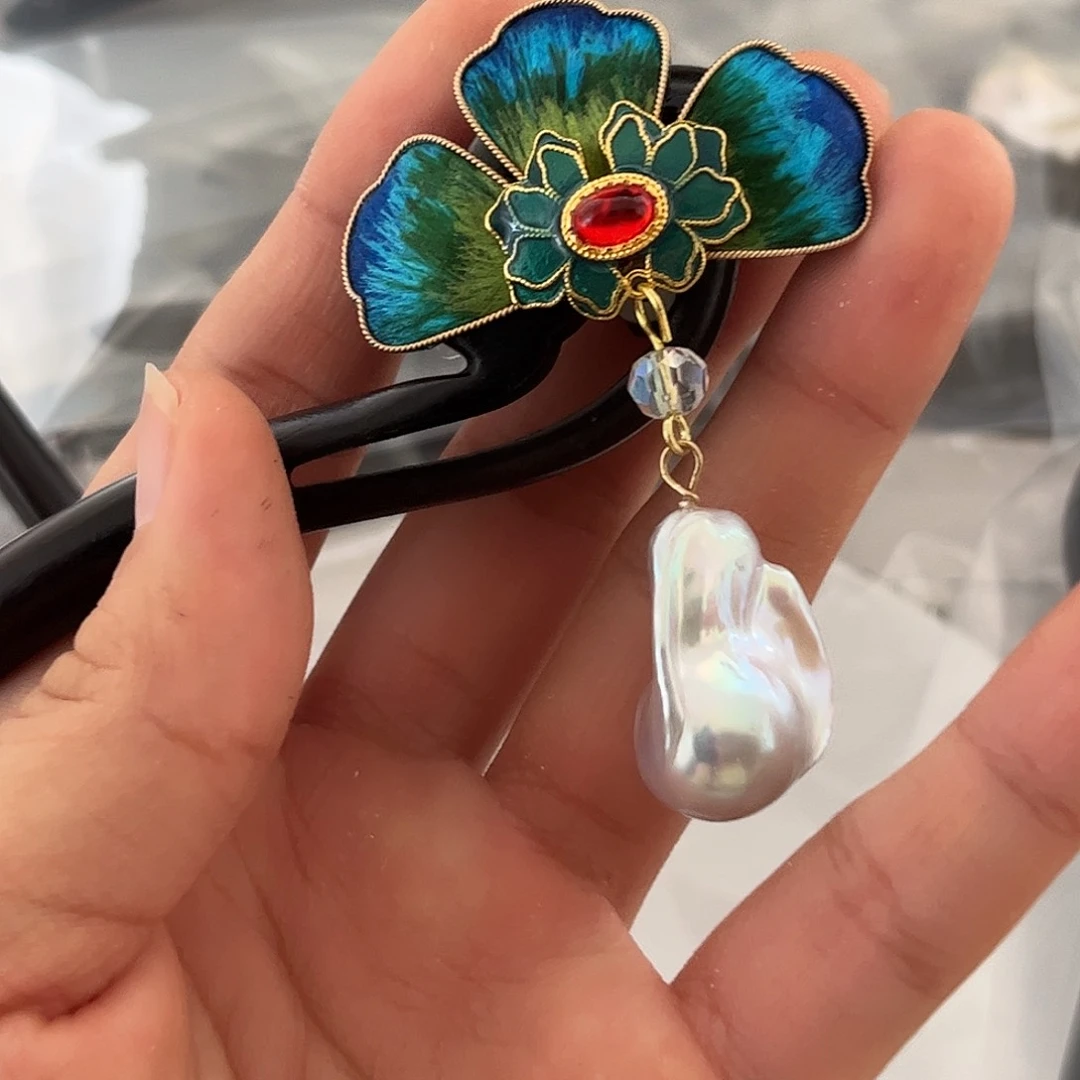 合金淡水珍珠耳饰