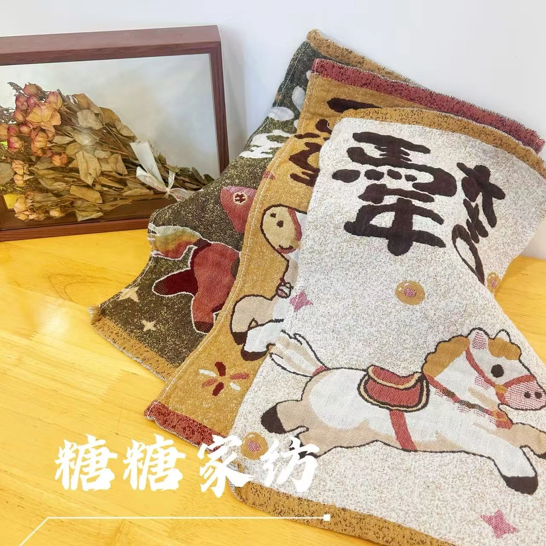 【三条装童巾】25*50 高端 舒适 透气 雨露汉麻 童巾 （马年大吉）