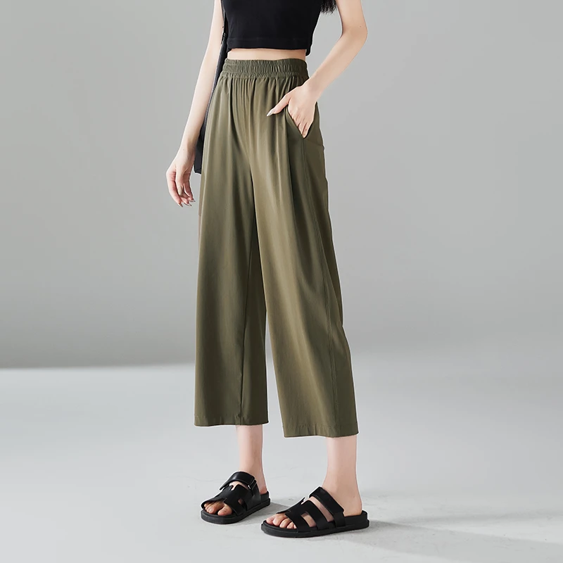 索菲丝尔【冰爽透气】弹力薄款直筒裤女2025夏季休闲九分裤子521101