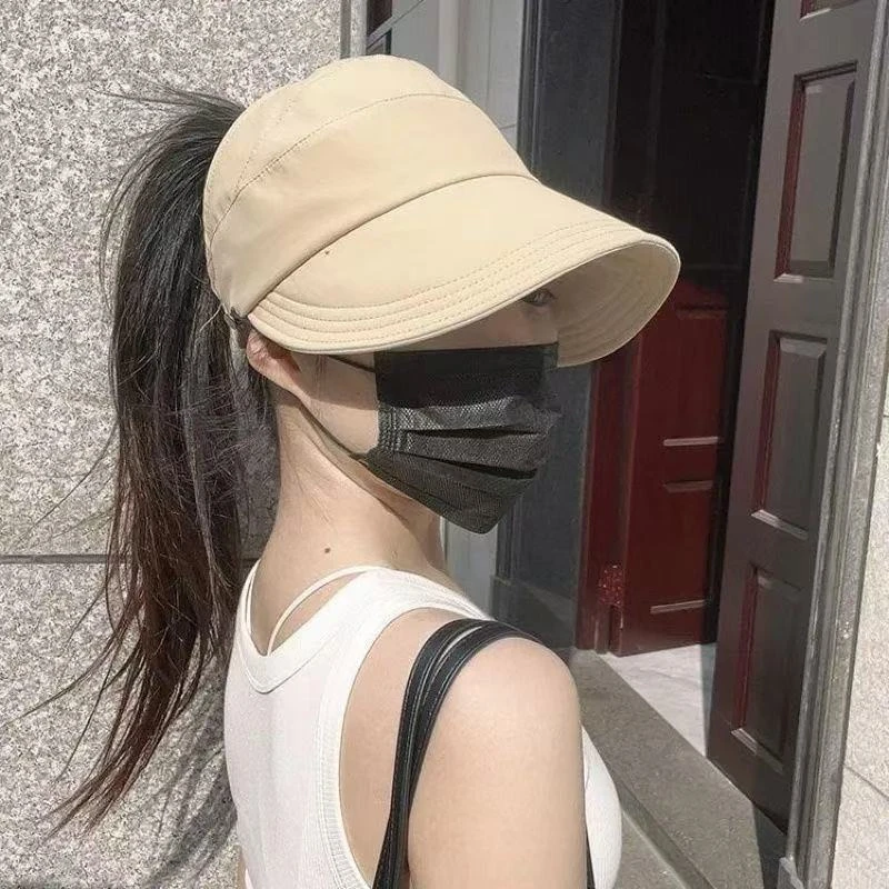 聖帝名轩可扎马尾防晒帽同款防晒薄款透气速干鸭舌帽空顶可调节
