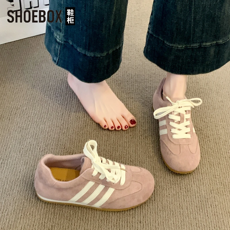 SH0EBOX鞋柜粉色阿甘鞋女2025新款爆款德训鞋百搭运动休闲板鞋