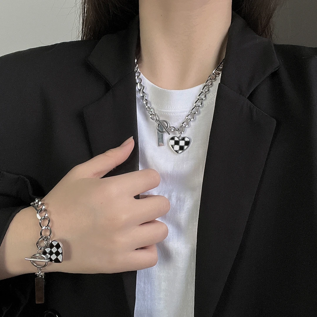 钛钢项链 配饰见外包装朋克风链条20cm及以下冷淡风轻奢女黑色