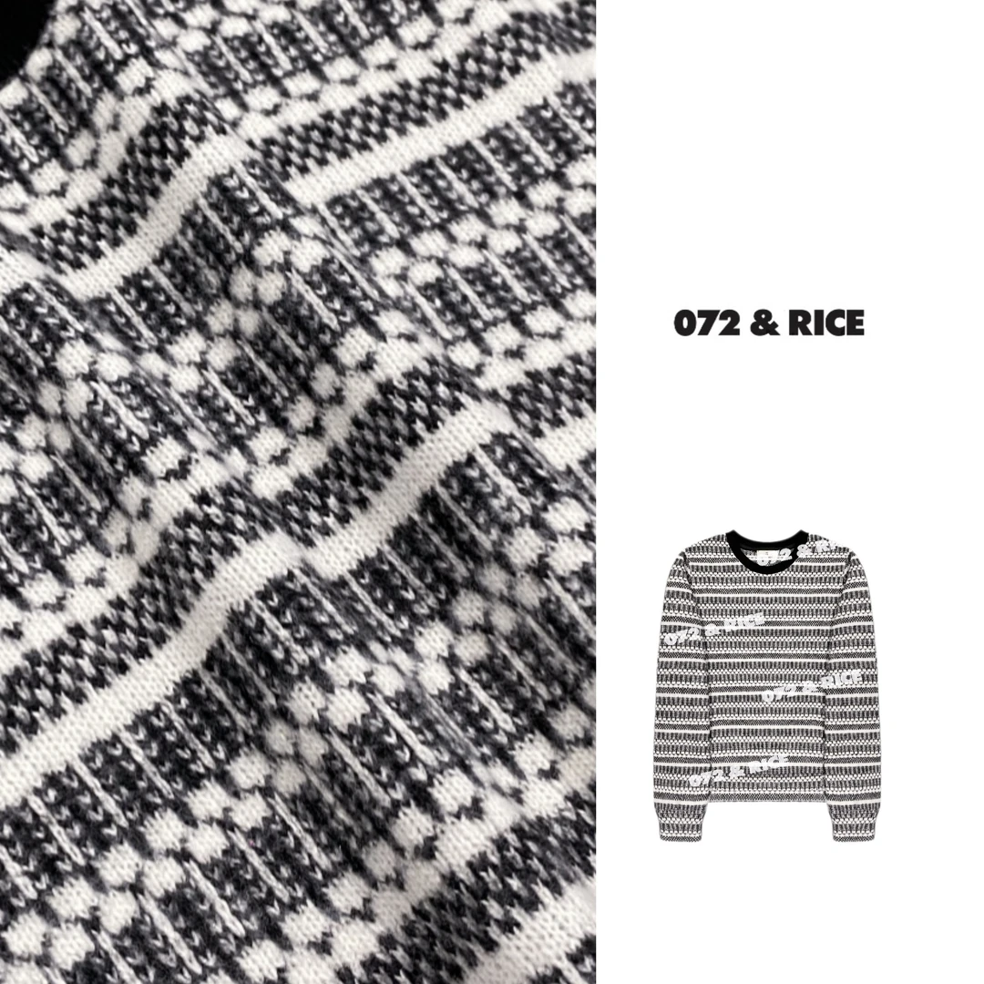 072 & RICE【木田】秋季圆领条纹长袖上衣 31NB253Z* 618FF
