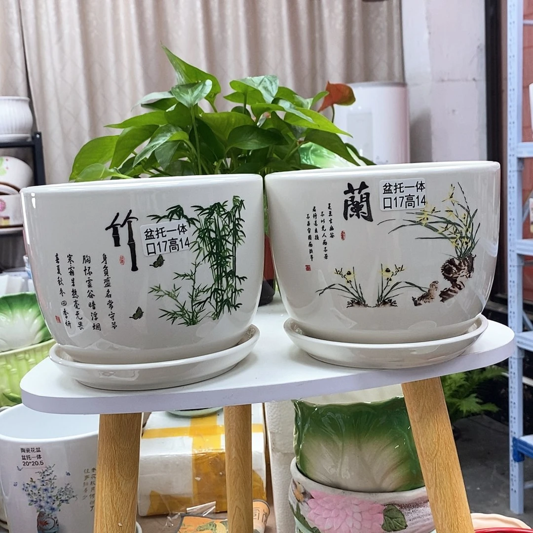 陶瓷@陶瓷花盆@@竹兰大号