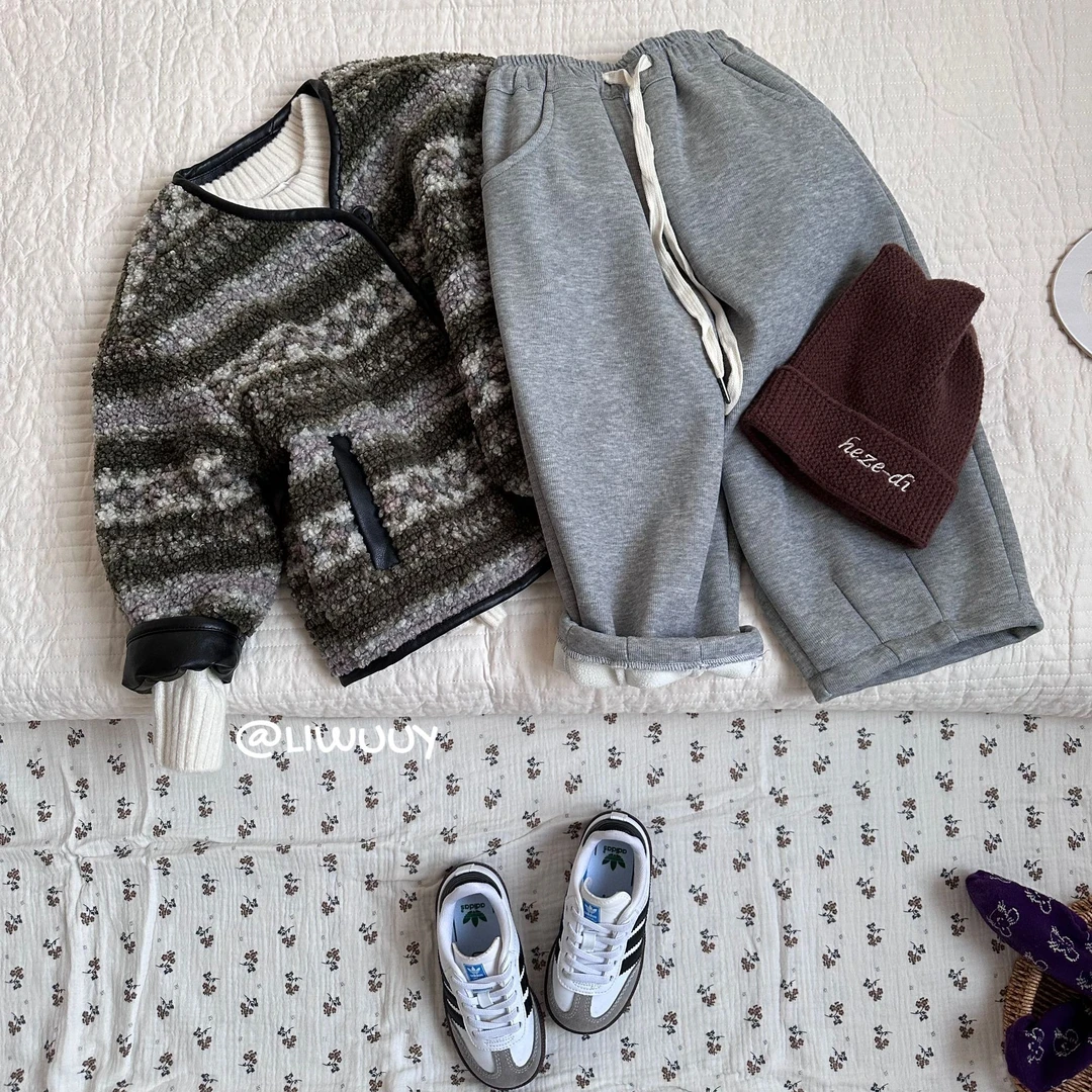 LIWUUY鲤坞提花羊羔毛外套民族风开衫韩版复古上衣廓形宽松