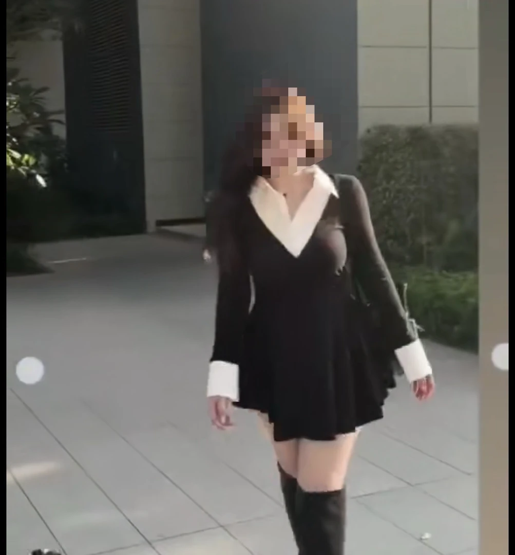 大码法式气质假两件撞色衬衫连衣裙女秋辣妹收腰显瘦短裙子2503