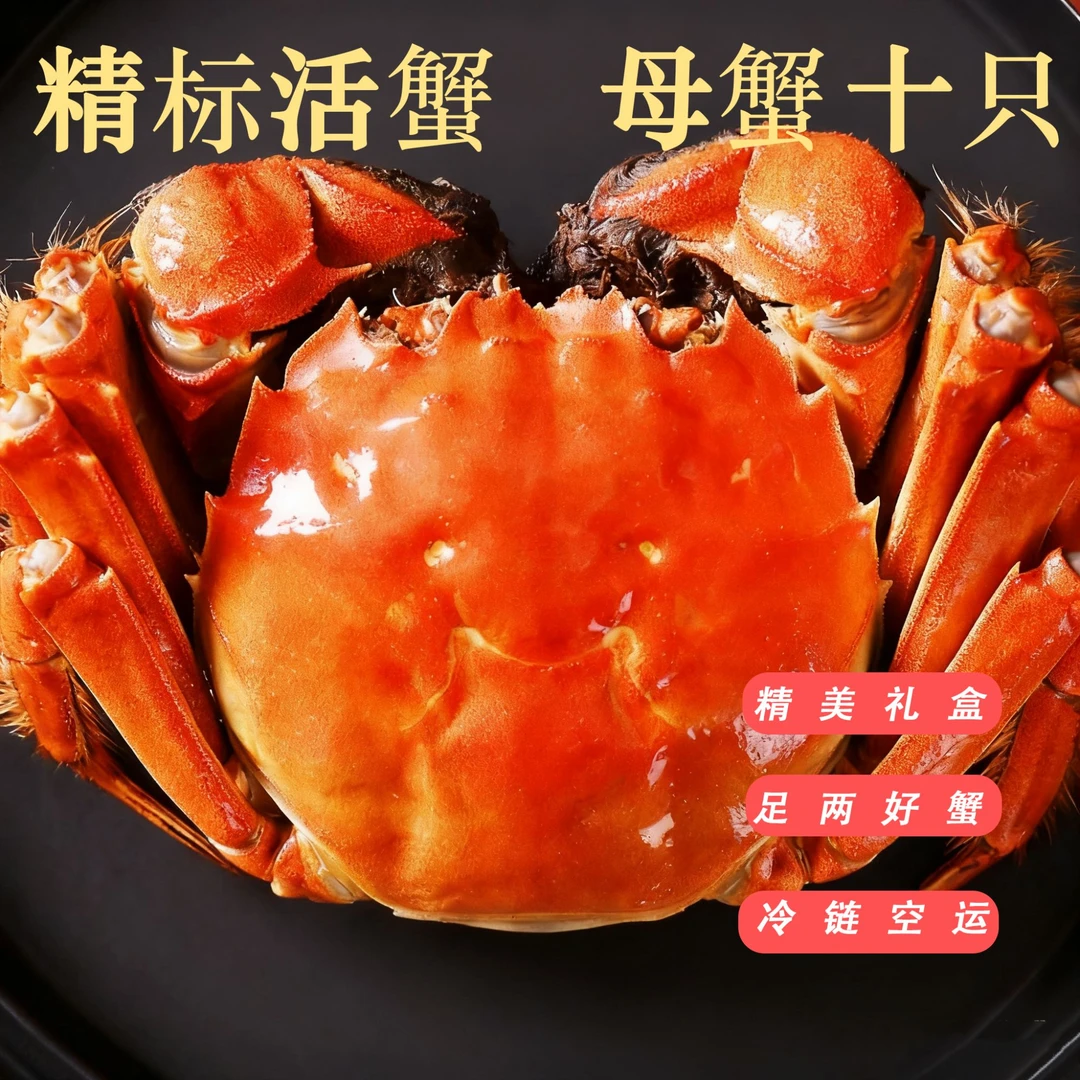 【活蟹】蟹乡人家鲜活河蟹母蟹4.5-4.2两10只海鲜