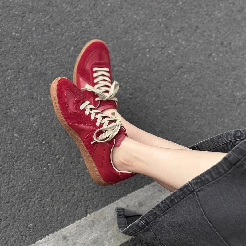 5cm增高德训鞋女2025新款牛反绒透气阿甘鞋运动休闲板鞋小个子必