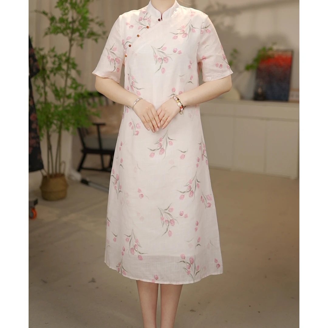 【现货】【古色古香】~改良版旗袍新中式国风复古宽松大摆连衣裙-Q83